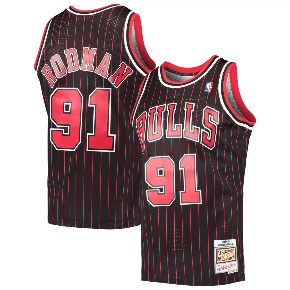dennis rodman chicago bulls mitchell ness 75th anniversary 1997 98 hardwood classics swingman jersey gold