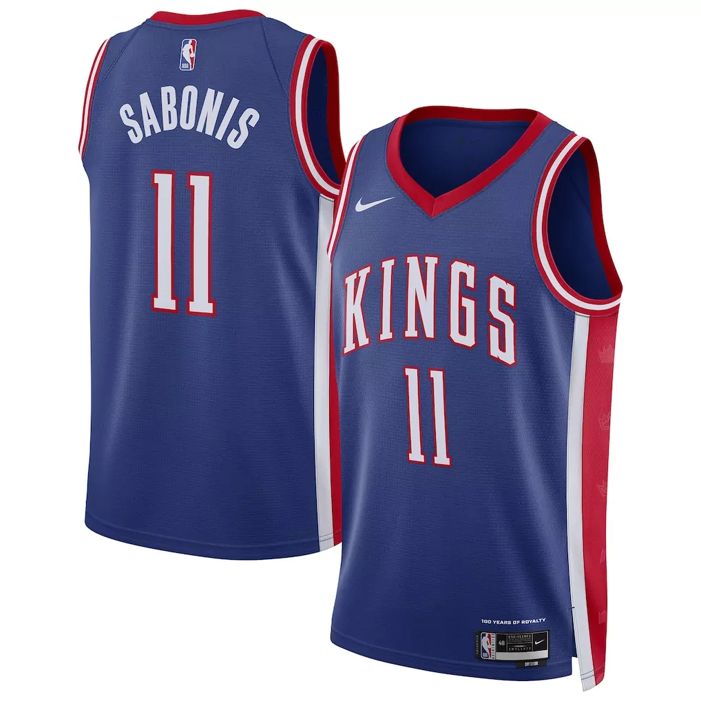 domantas sabonis 10 sacramento kings 2023 men s all stitched vapor jersey white purple