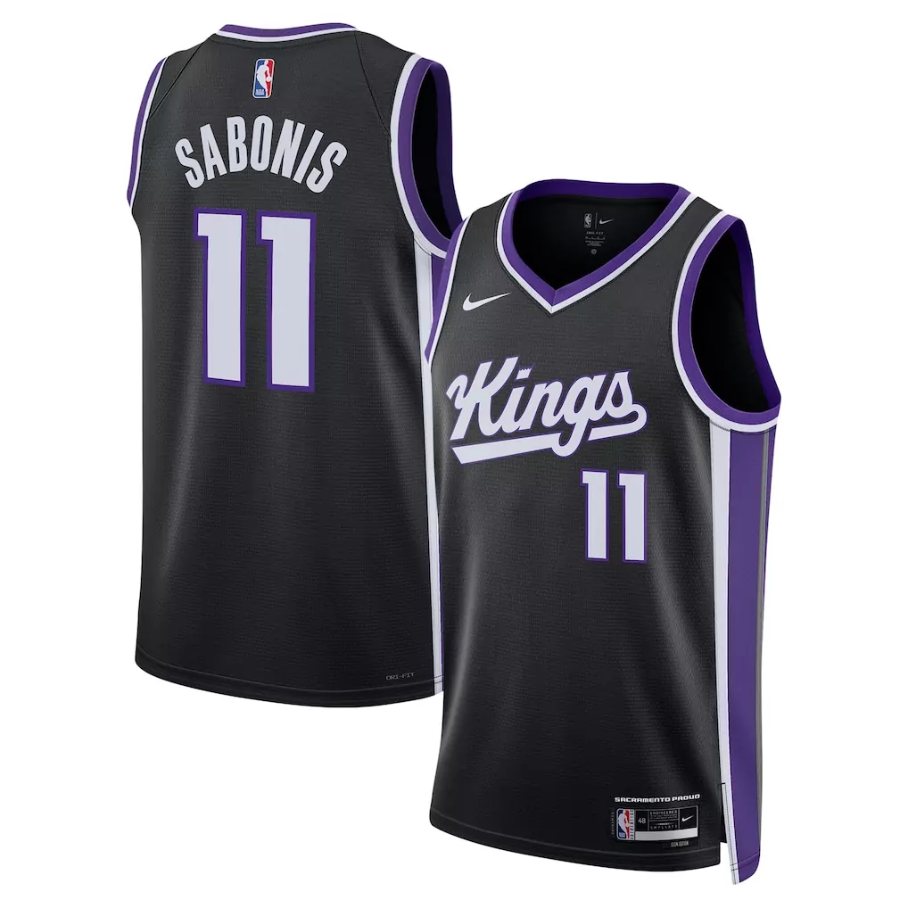 domantas sabonis 10 sacramento kings 2023 men s all stitched vapor jersey white purple