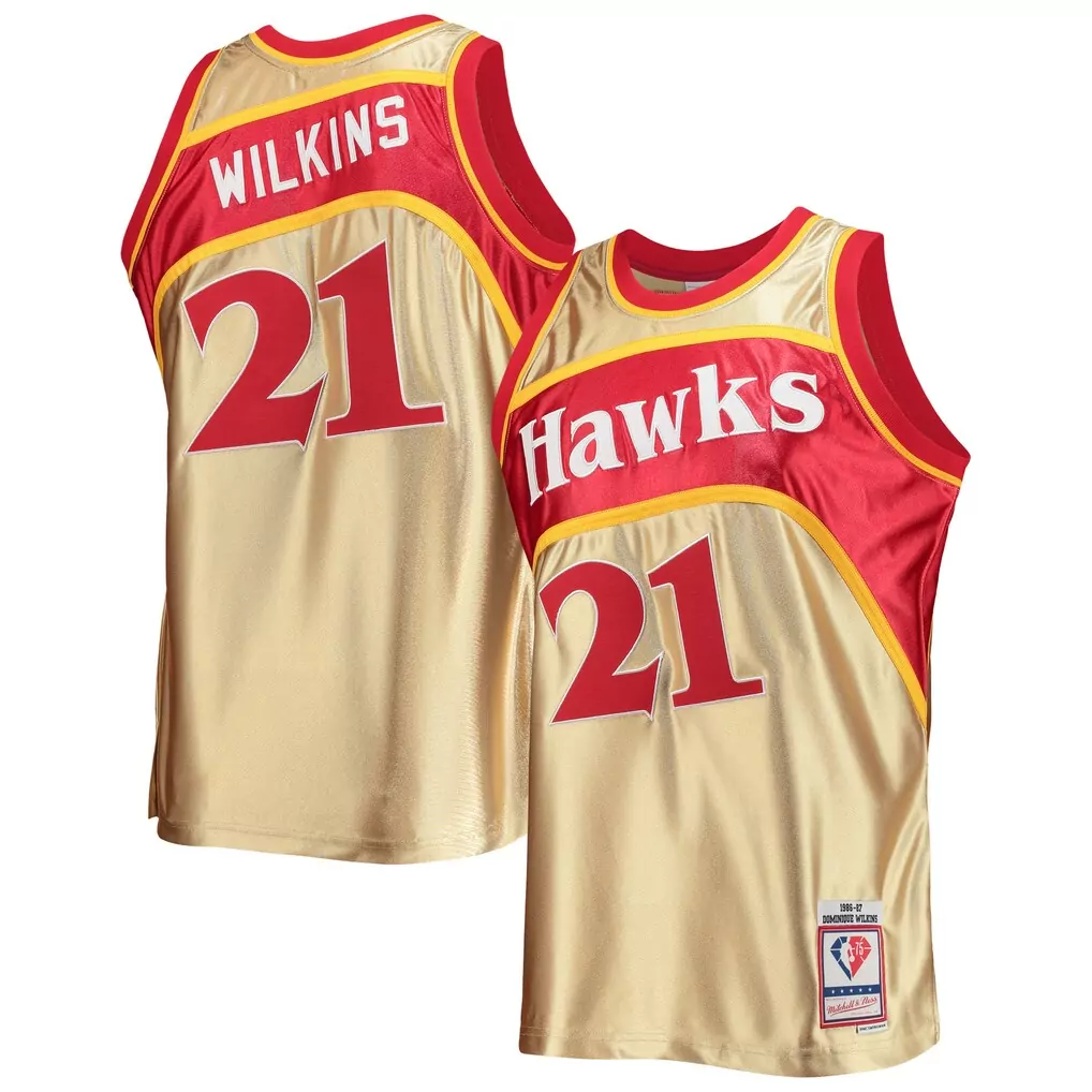 dominique wilkins atlanta hawks mitchell ness 1986 87 hardwood classics swingman jersey red