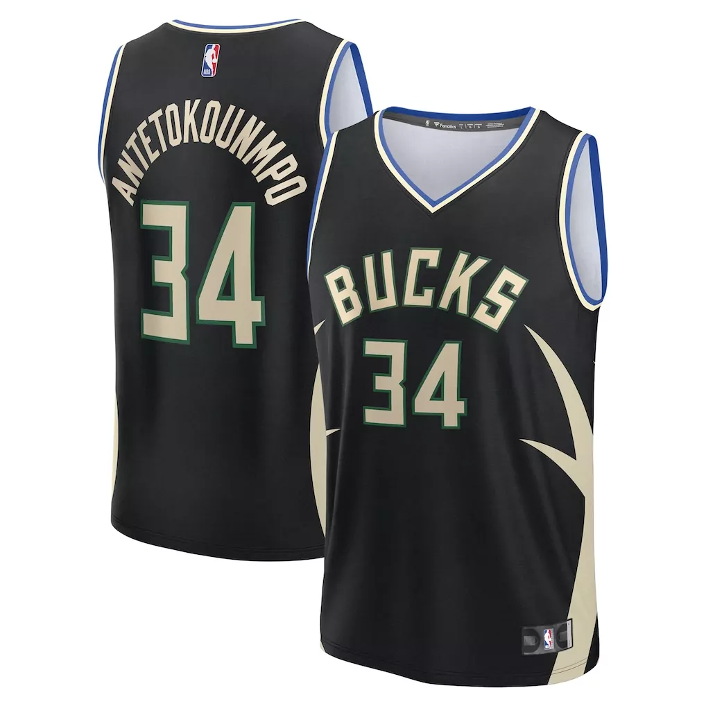 giannis antetokounmpo milwaukee bucks fanatics fast break replica player jersey statement edition black 1