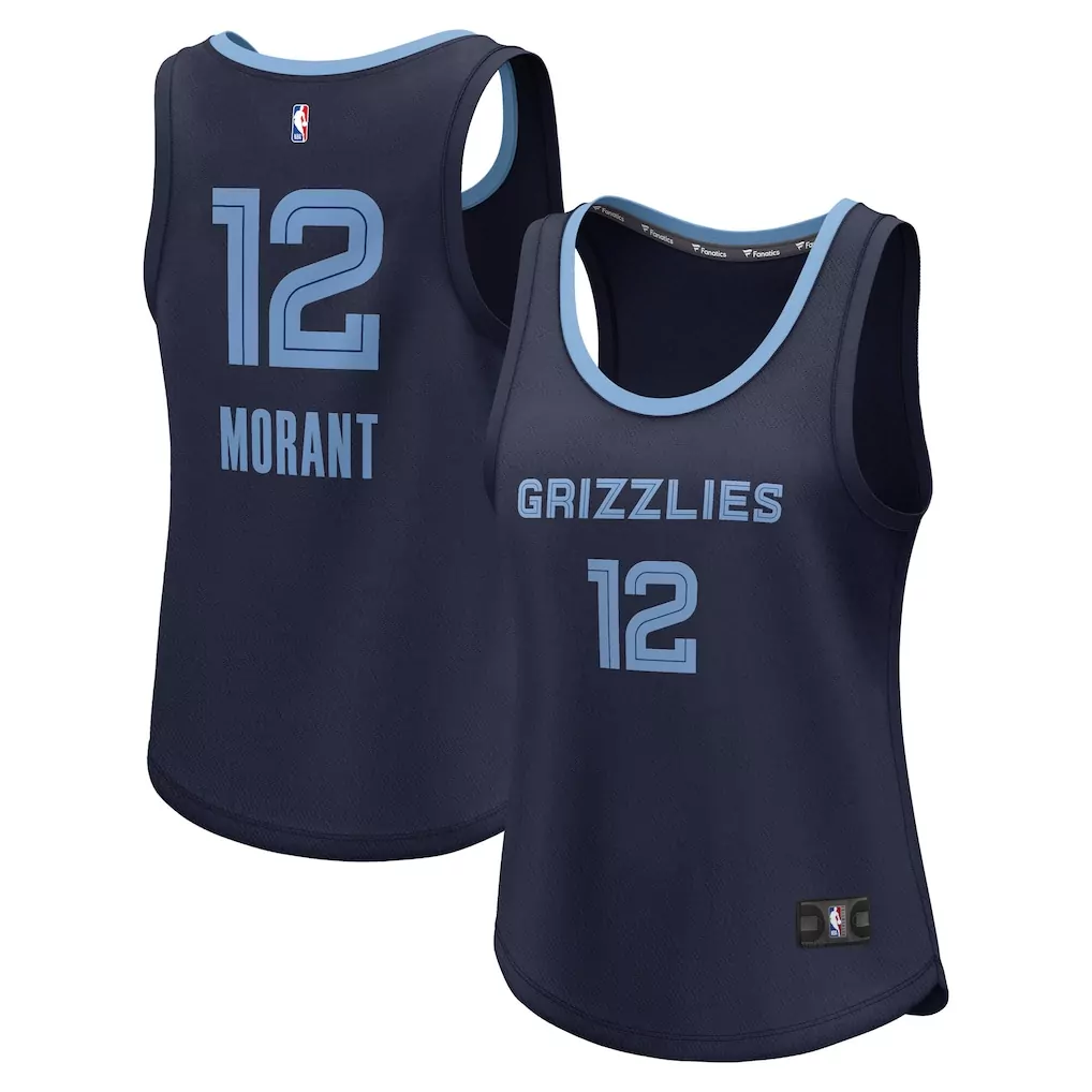 ja morant memphis grizzlies fanatics replica fast break jersey navy icon edition