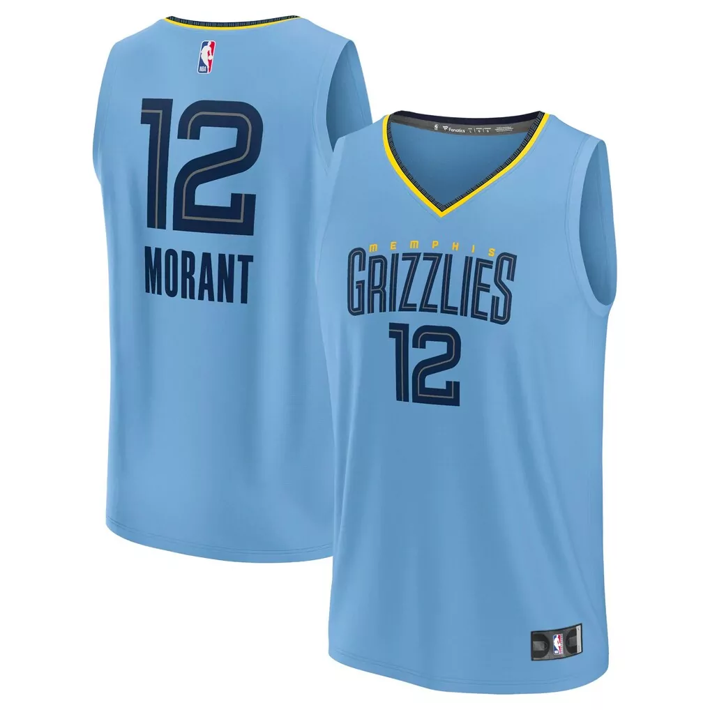 ja morant memphis grizzlies fanatics replica fast break jersey navy icon edition