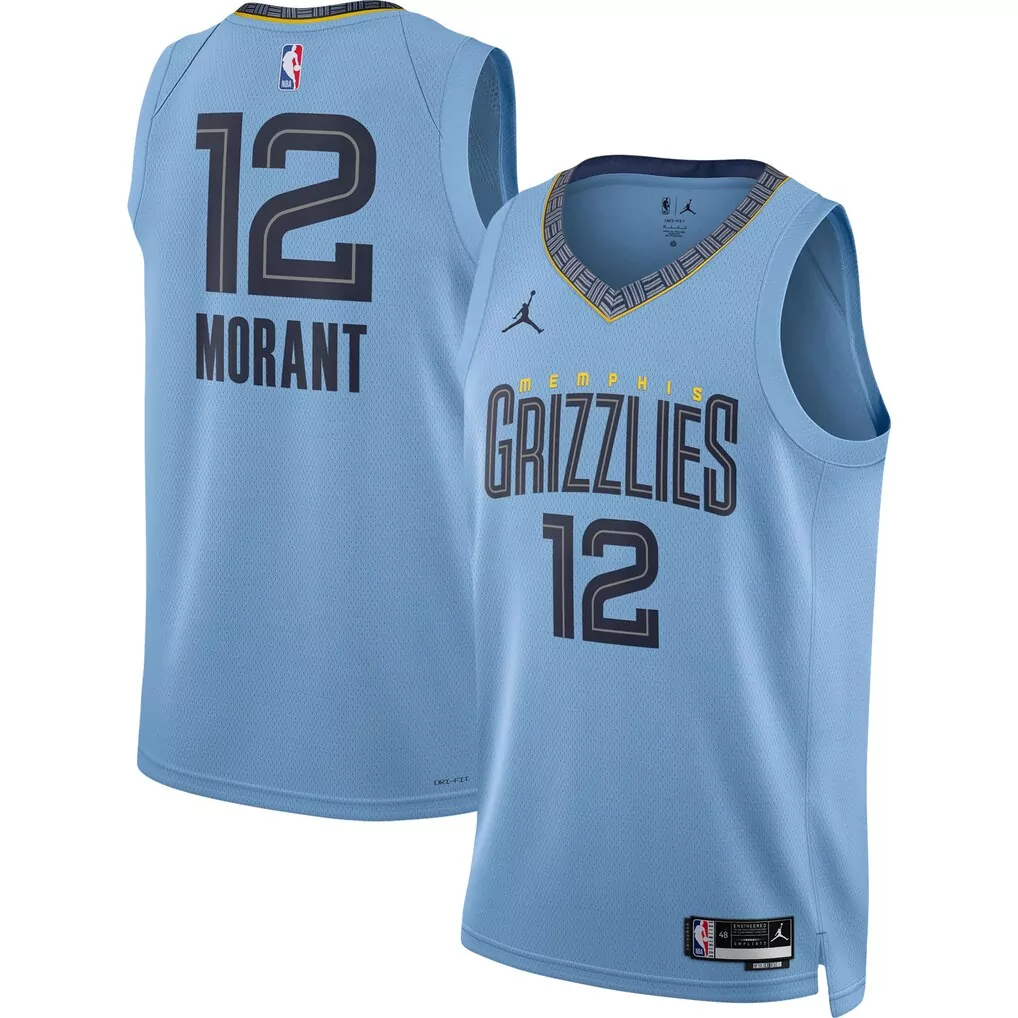 ja morant memphis grizzlies jordan brand select series swingman jersey light blue
