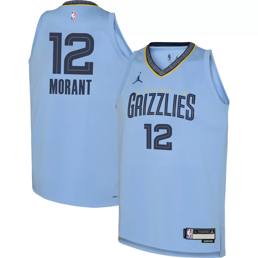 ja morant memphis grizzlies jordan brand select series swingman jersey light blue