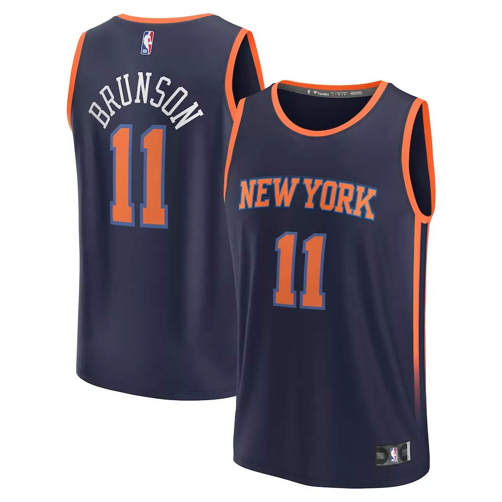 jalen brunson new york knicks fanatics fast break replica player jersey icon edition blue