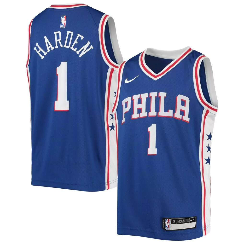james harden philadelphia 76ers nike youth 2022 23 swingman jersey city edition white