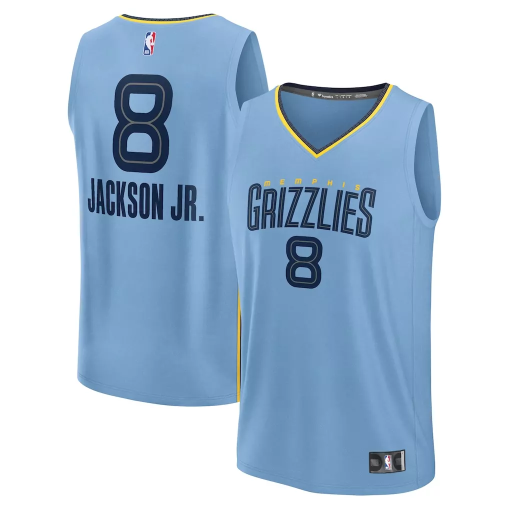 jaren jackson jr memphis grizzlies fanatics fast break replica jersey light blue statement edition