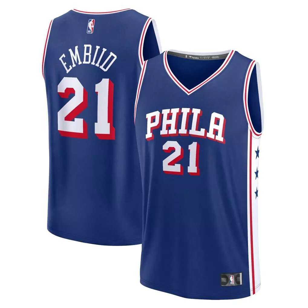 joel embiid philadelphia 76ers fanatics big tall fast break player jersey royal icon edition