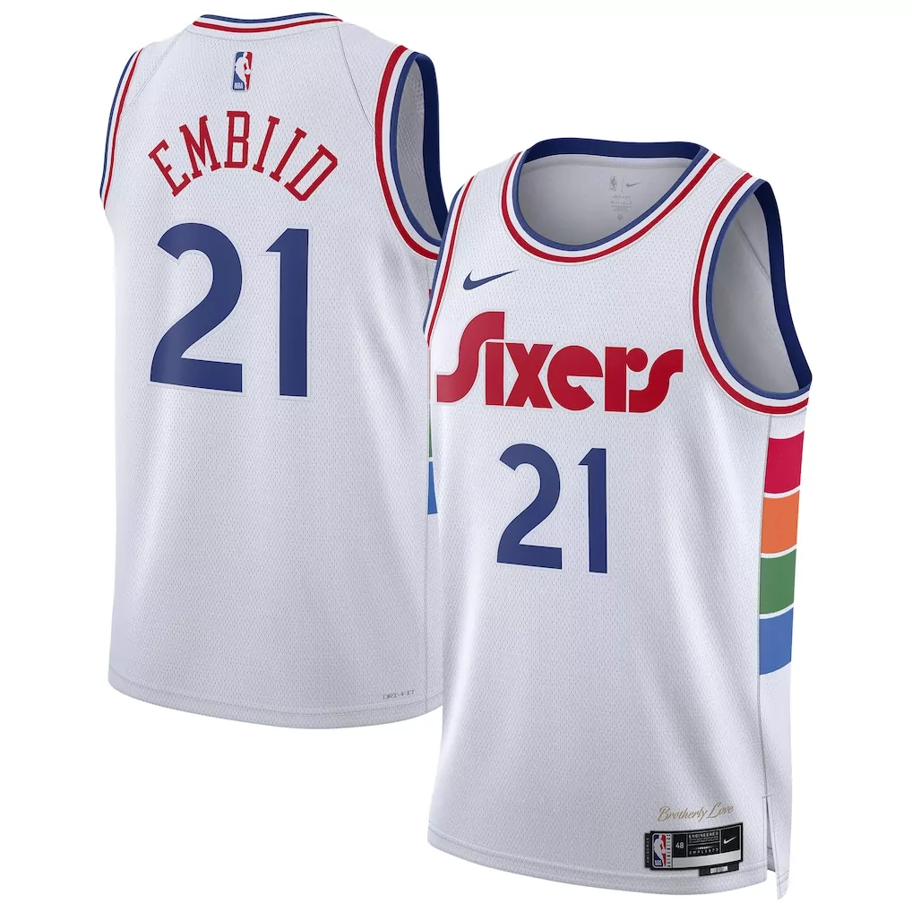 joel embiid philadelphia 76ers nike toddler 2024 25 swingman player jersey city edition white