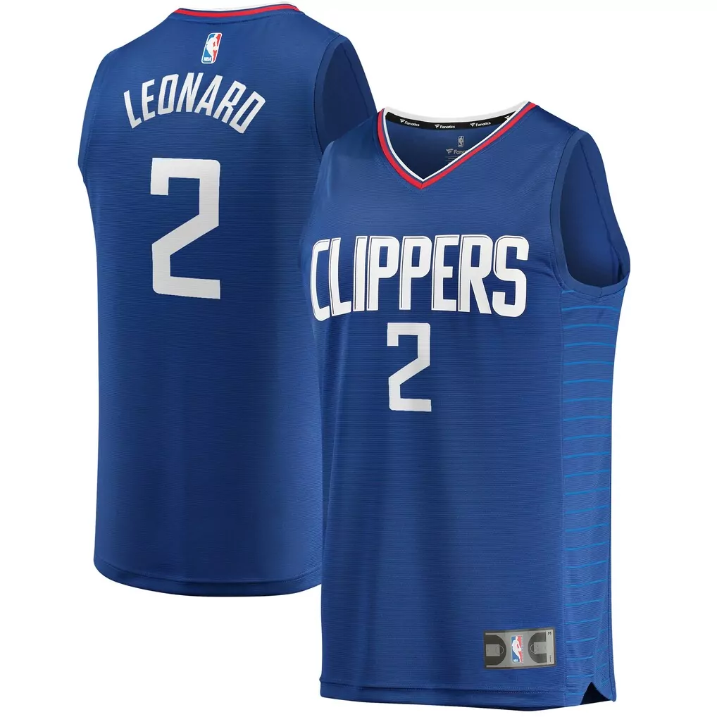 kawhi leonard la clippers fanatics youth 2019 20 fast break replica jersey blue icon edition