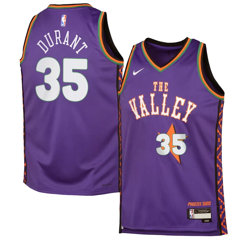 kevin durant phoenix suns nike youth 2024 25 swingman player jersey city edition purple