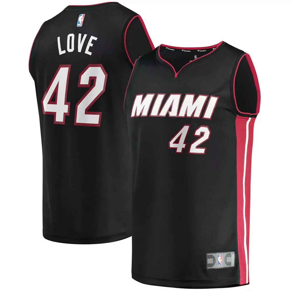kevin love miami heat fanatics youth fast break player jersey icon edition black