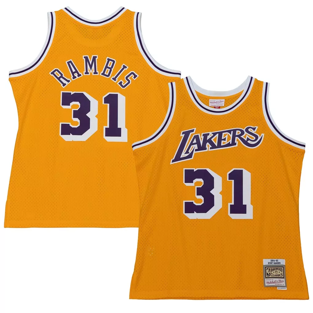 kurt rambis los angeles lakers mitchell ness 1984 85 swingman jersey gold