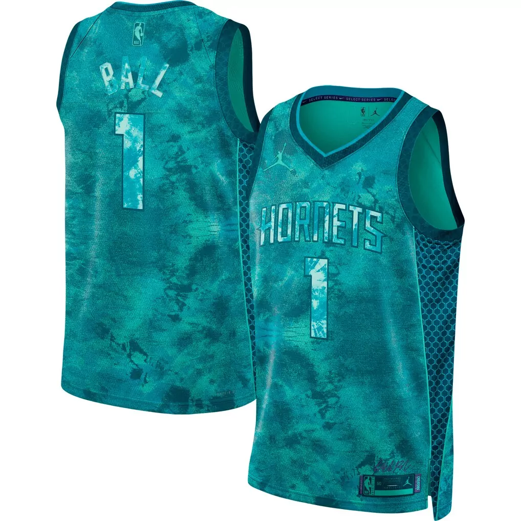 lamelo ball charlotte hornets jordan brand authentic player jersey icon edition teal