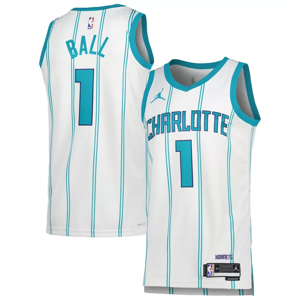 lamelo ball charlotte hornets jordan brand authentic player jersey icon edition teal