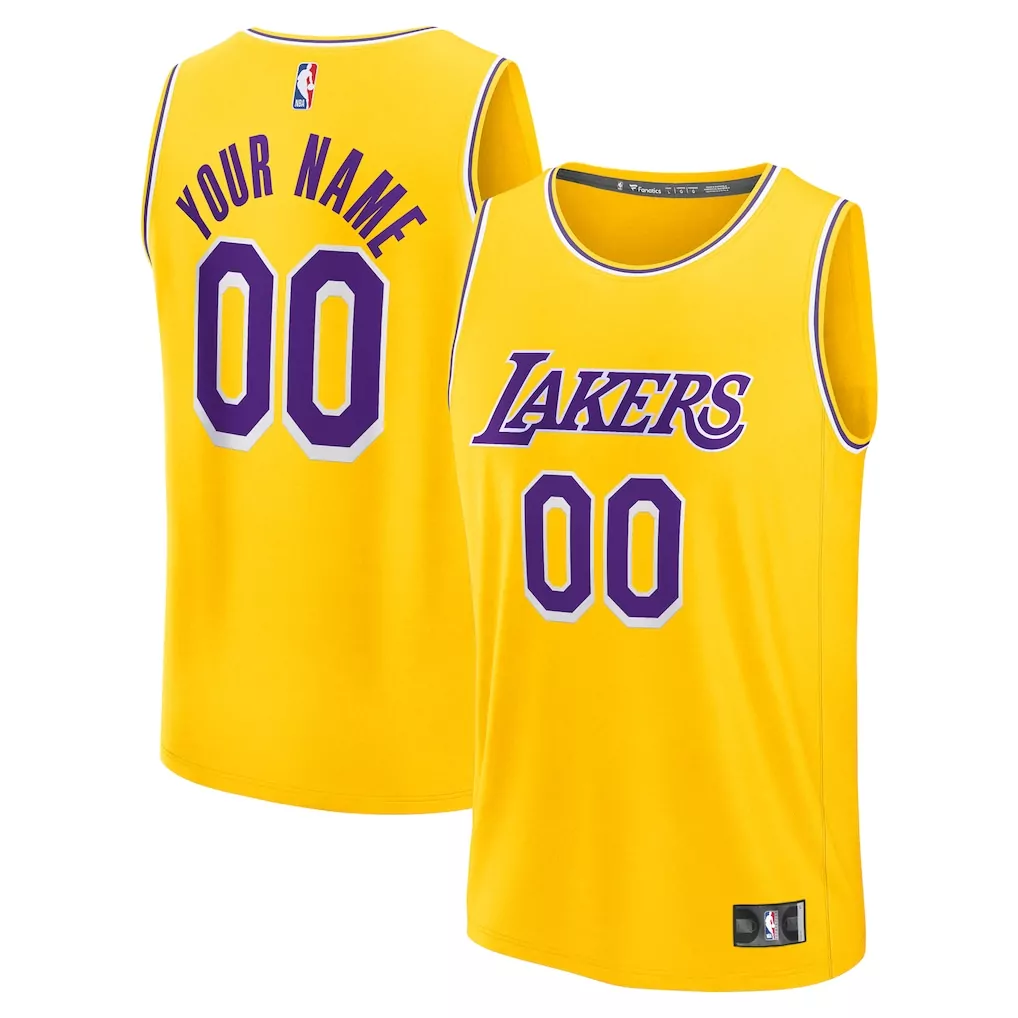 los angeles lakers fanatics youth custom fastbreak jersey icon gold