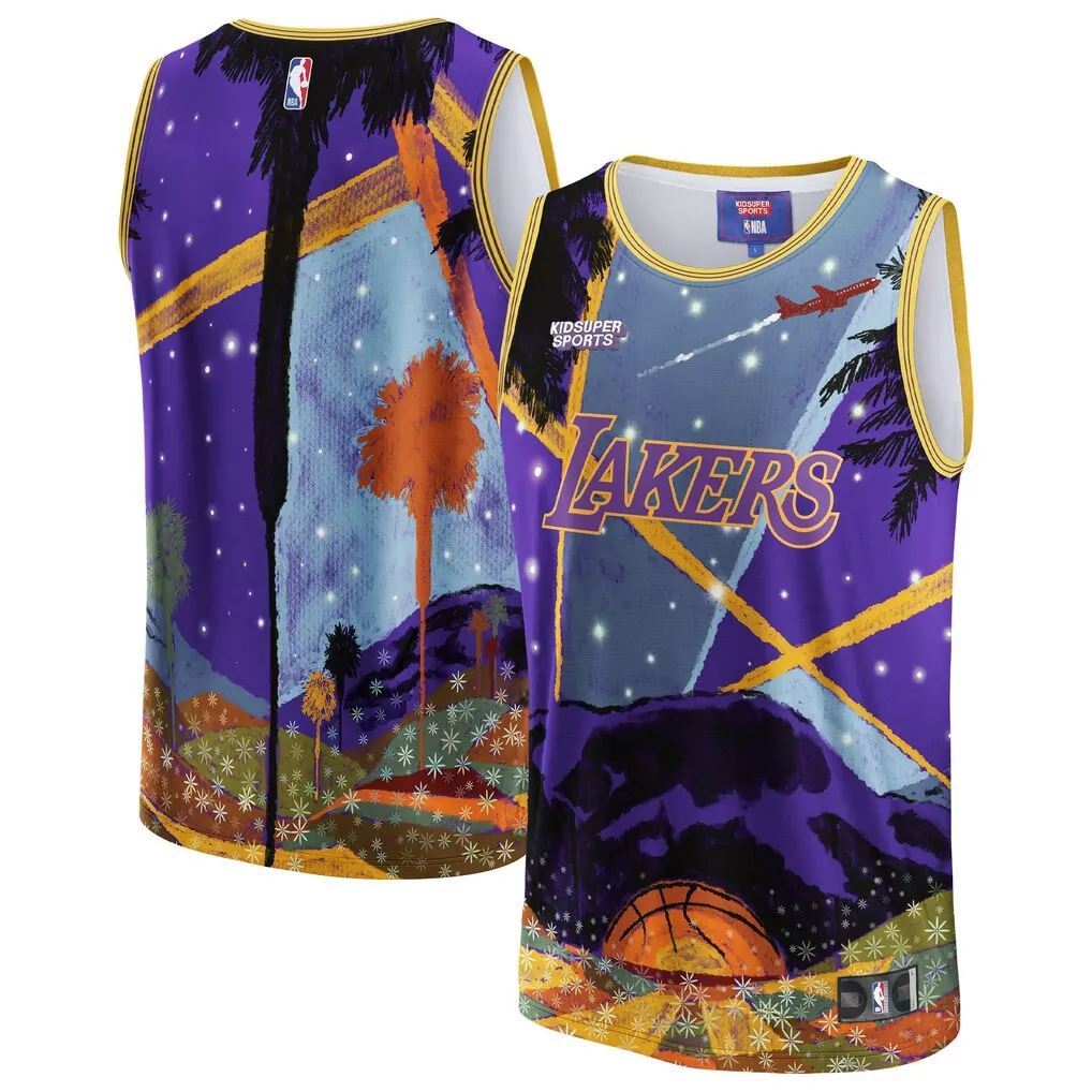 los angeles lakers mitchell ness x tats cru hardwood classics fashion jersey gold