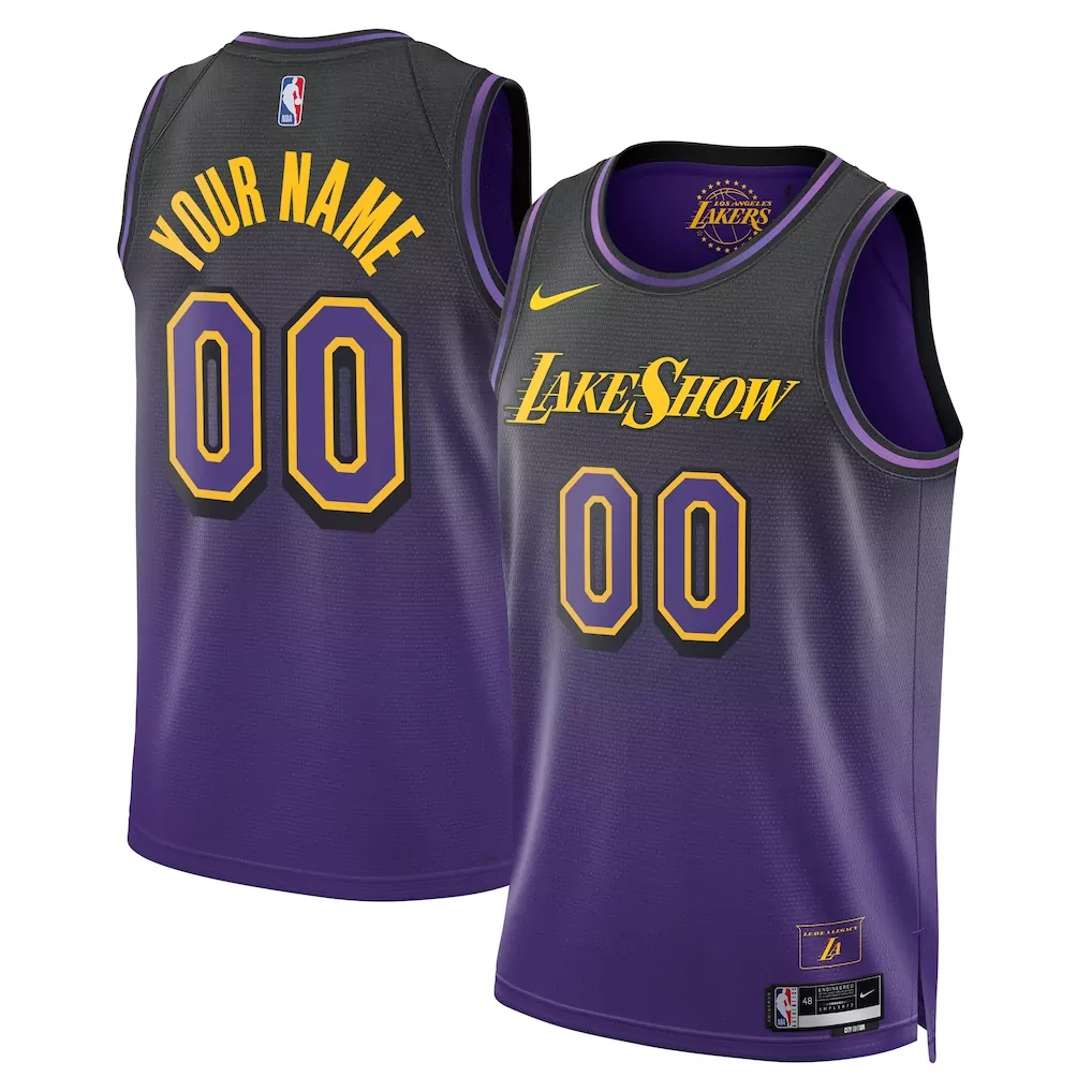 los angeles lakers nike unisex 2024 25 custom swingman jersey city edition purple
