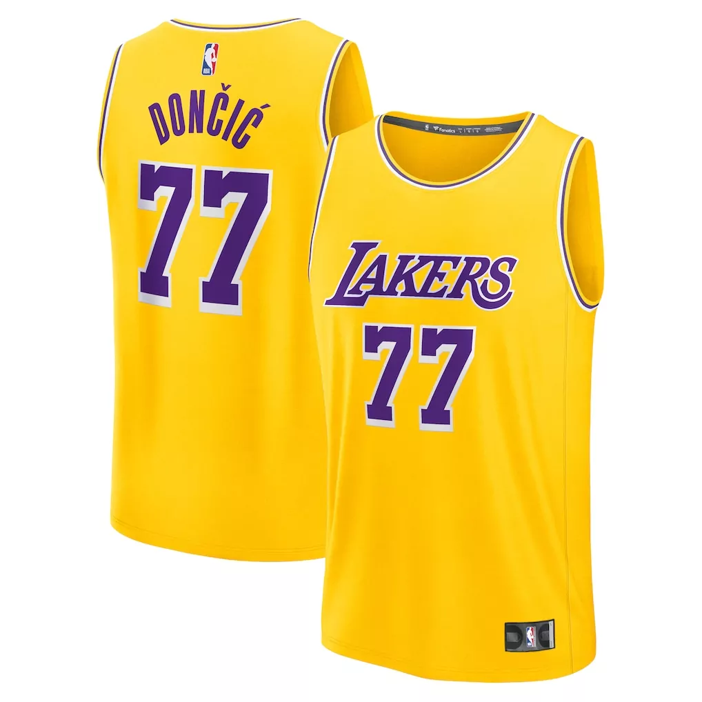 luka don i los angeles lakers fanatics youth fast break jersey statement edition purple