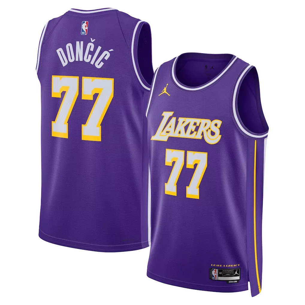 luka don i los angeles lakers fanatics youth fast break jersey statement edition purple