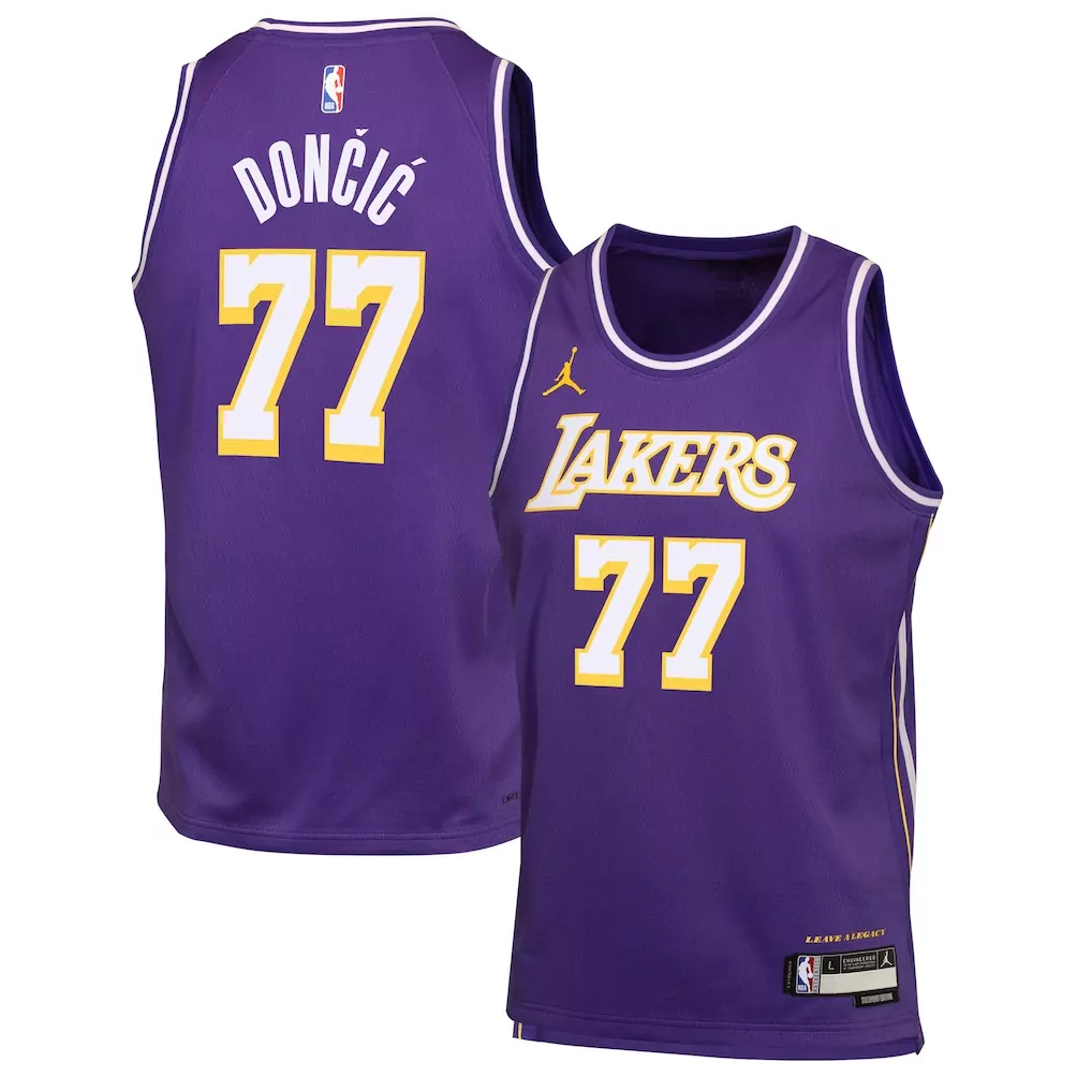 luka don i los angeles lakers fanatics youth fast break jersey statement edition purple