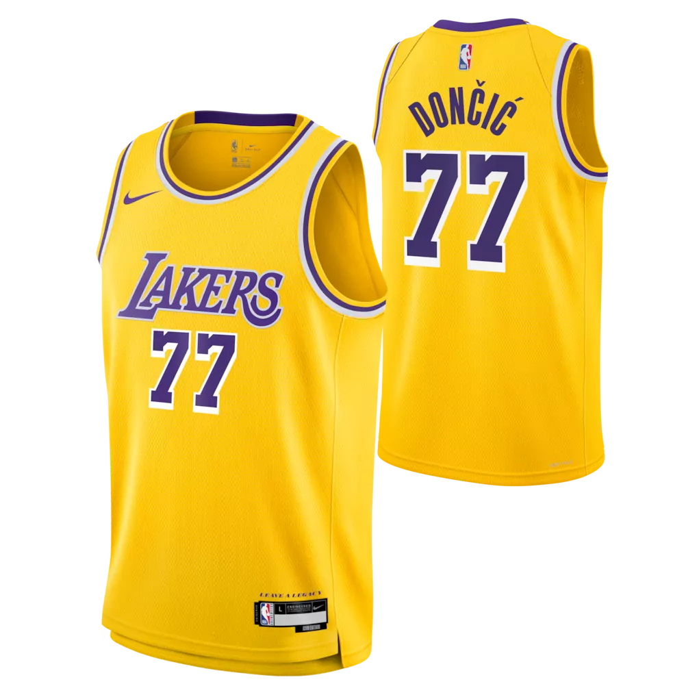 luka don i los angeles lakers nike youth swingman jersey icon edition gold