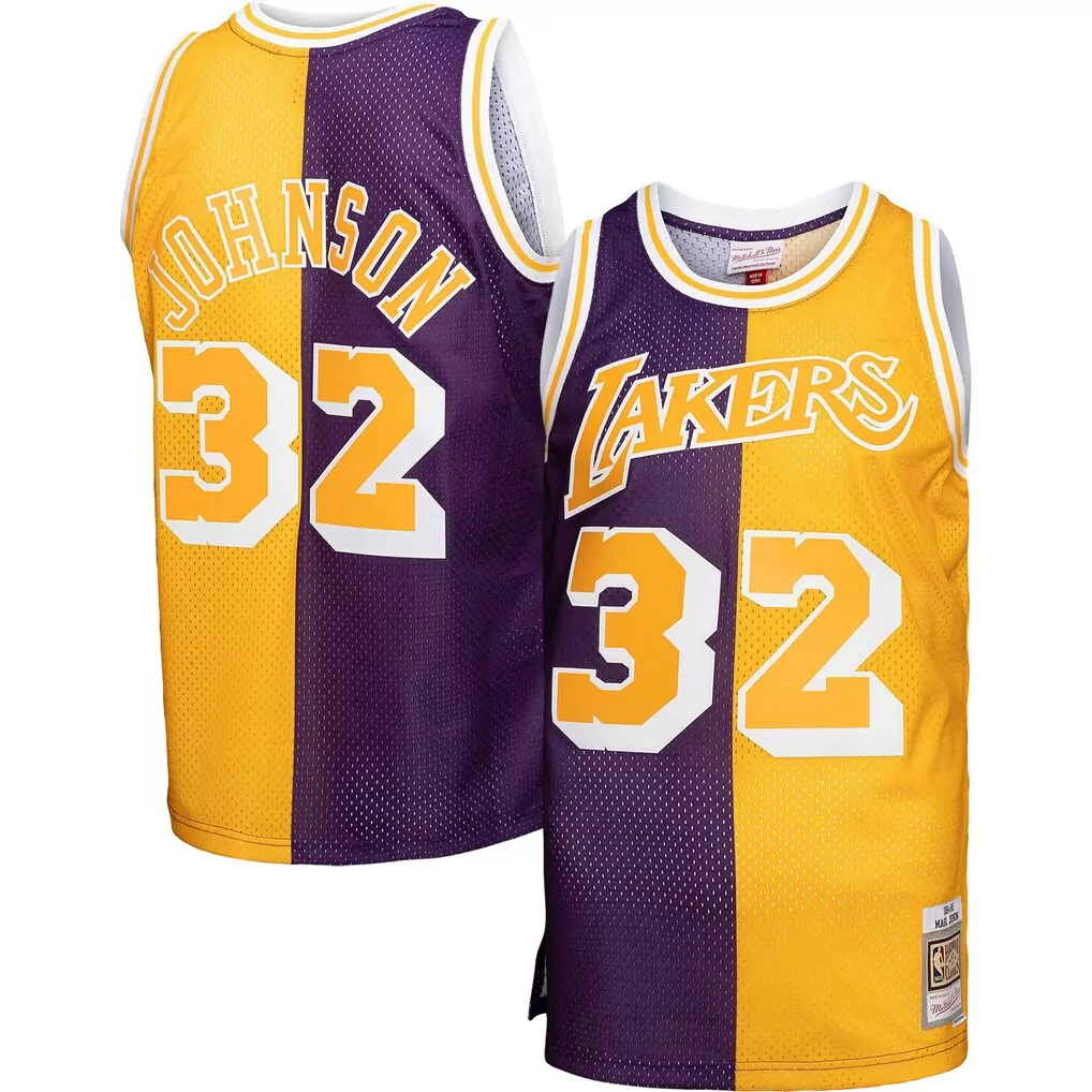 magic johnson los angeles lakers mitchell ness 1984 85 hardwood classics swingman jersey gold