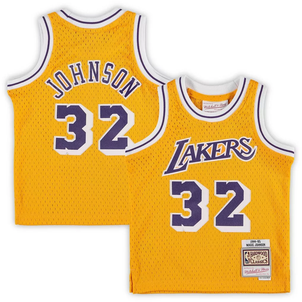 magic johnson los angeles lakers mitchell ness chainstitch swingman jersey cream