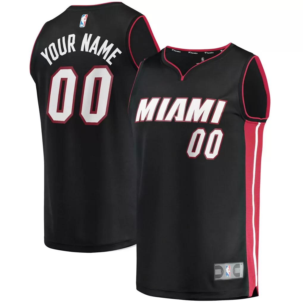 miami heat fanatics youth fast break custom replica jersey black icon edition