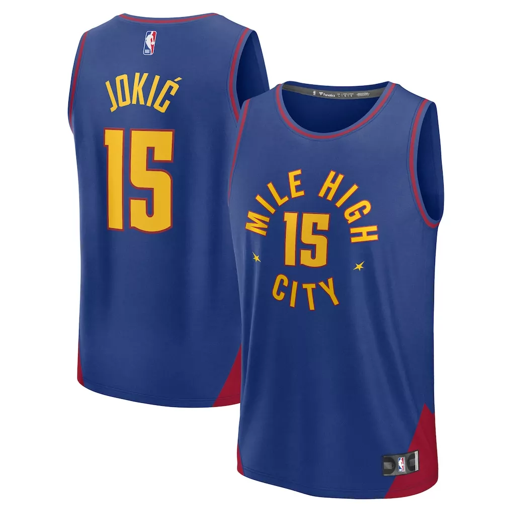 nikola jokic denver nuggets fanatics youth fast break replica player jersey statement edition blue