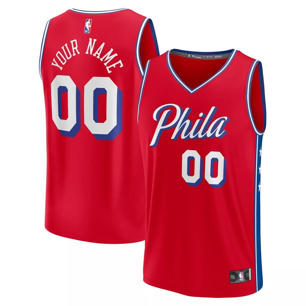 philadelphia 76ers fanatics youth fast break custom replica jersey white association edition