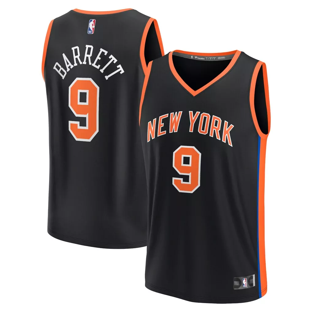 rj barrett new york knicks fanatics fast break replica player jersey statement edition navy