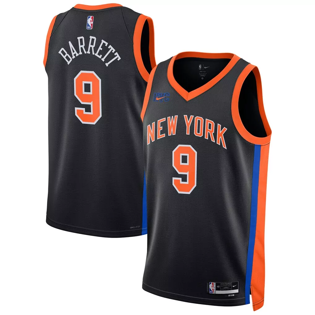 rj barrett new york knicks fanatics fast break replica player jersey statement edition navy