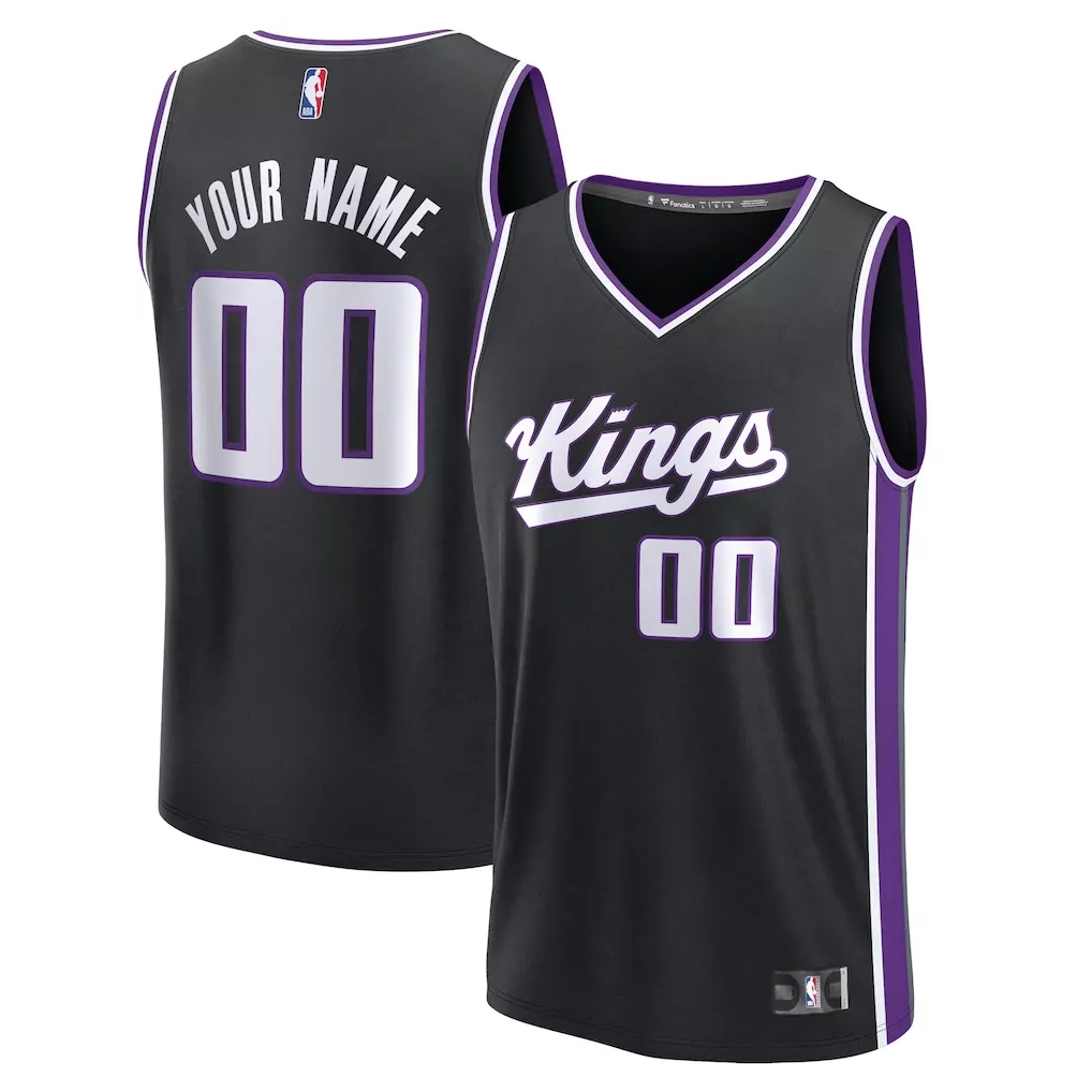 sacramento kings fanatics fast break custom jersey icon edition black