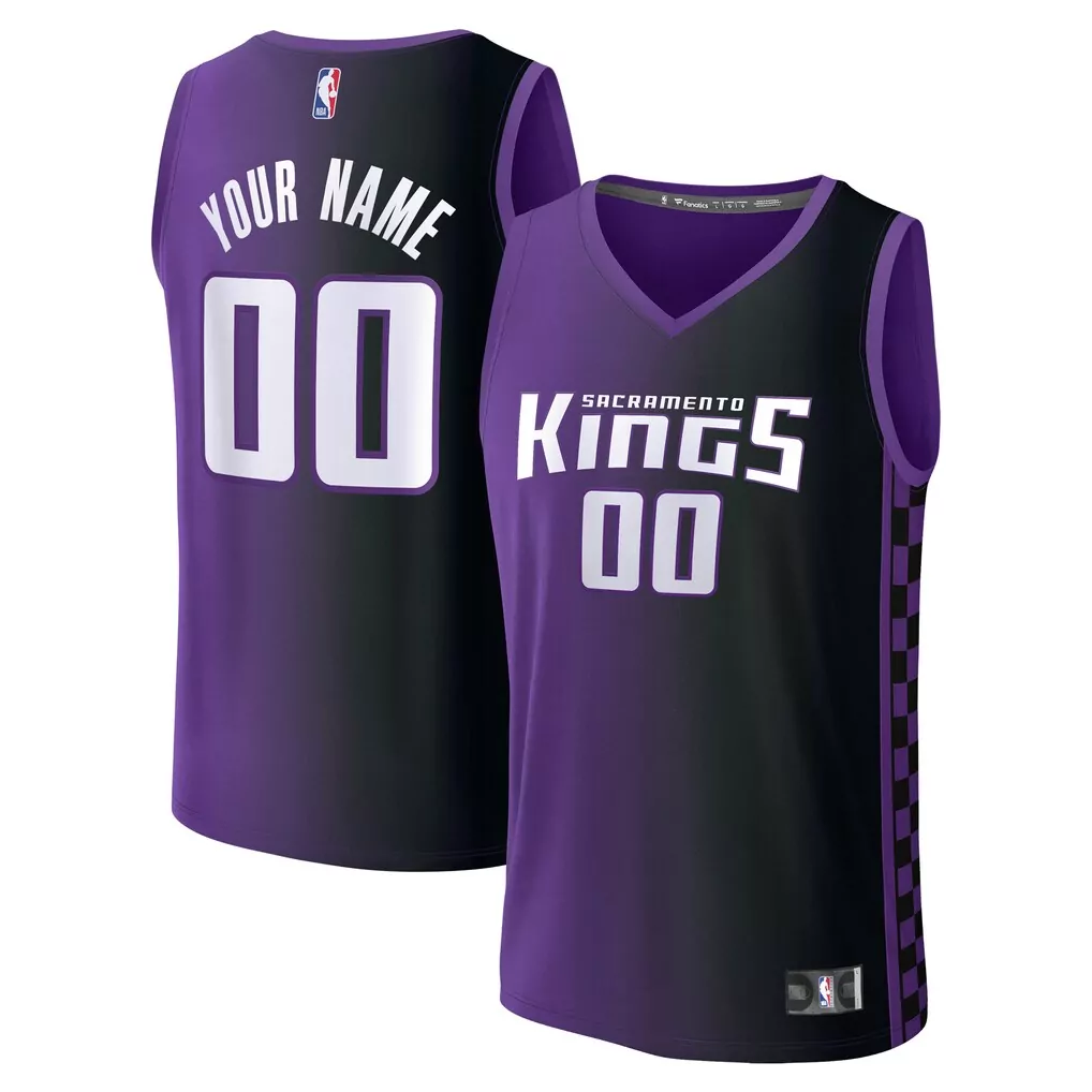 sacramento kings fanatics fast break custom jersey icon edition black