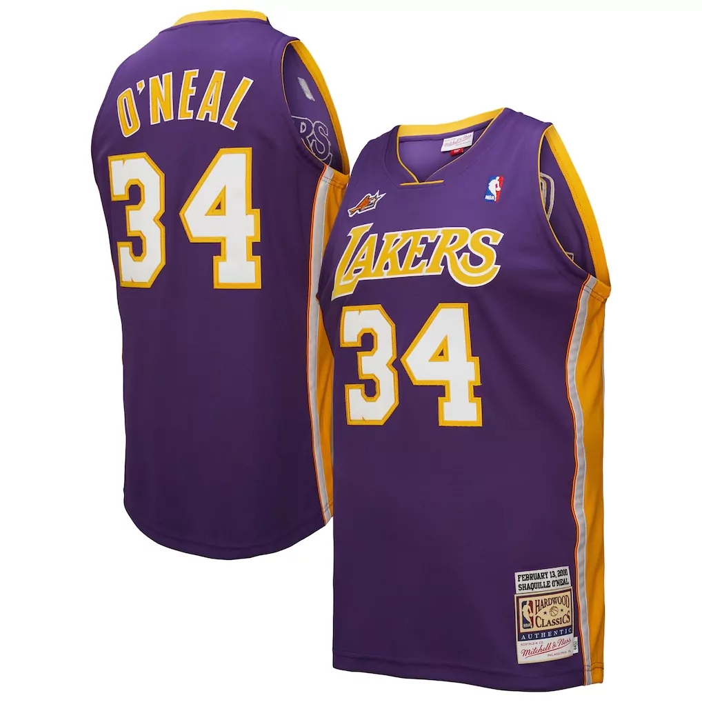 shaquille o neal los angeles lakers mitchell ness 1996 97 hardwood classics swingman jersey gold