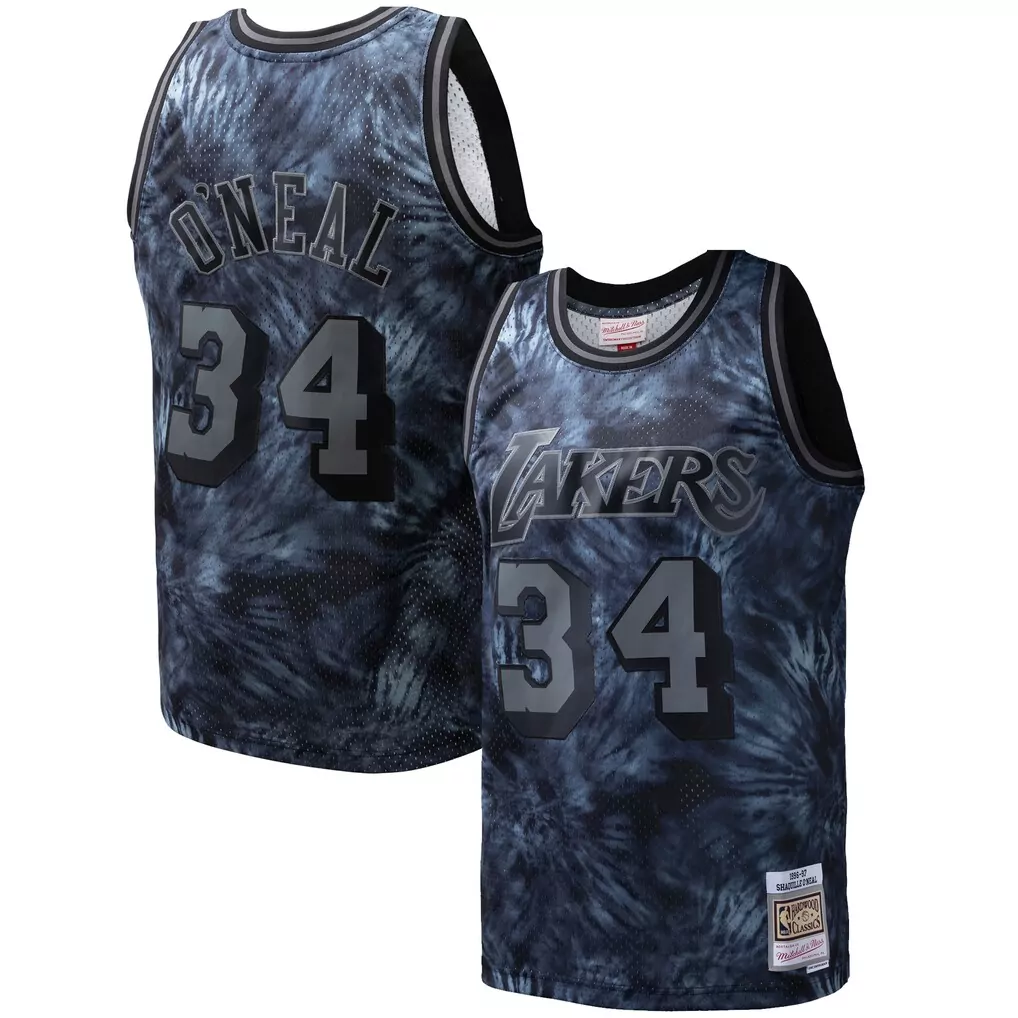 shaquille o neal los angeles lakers mitchell ness hardwood classics 1996 97 ghost green swingman jersey camo