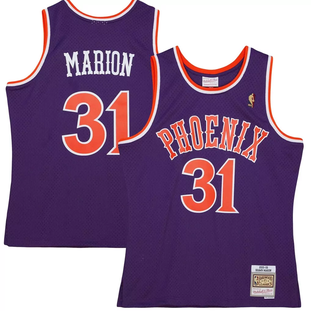 shawn marion phoenix suns mitchell ness 2005 06 hardwood classics swingman jersey purple