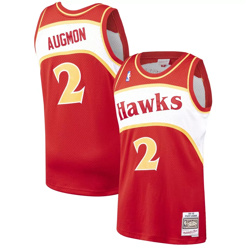 stacey augmon atlanta hawks mitchell ness 1991 92 hardwood classics swingman jersey red