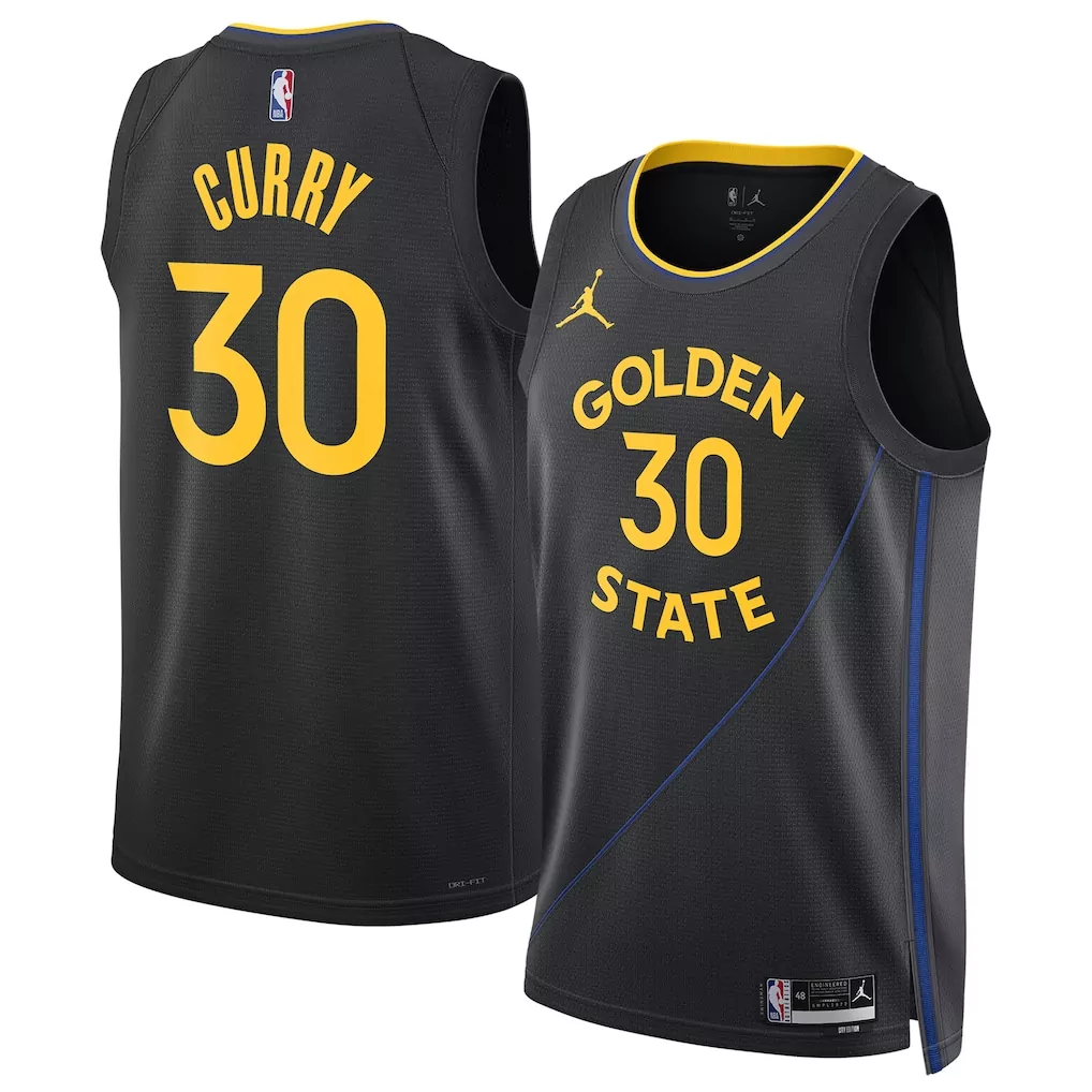 stephen curry golden state warriors jordan brand 2024 25 authentic jersey statement edition black