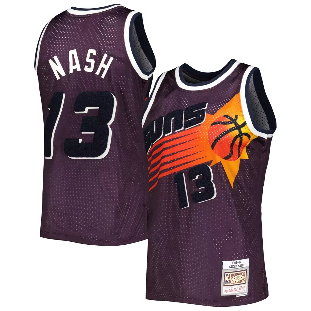 steve nash phoenix suns mitchell ness 1996 97 hardwood classics off court swingman jersey purple