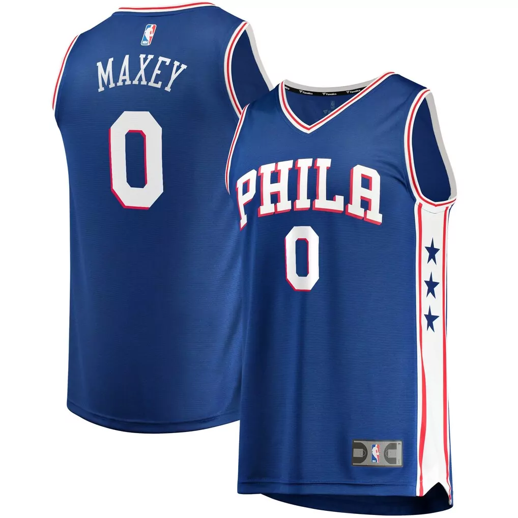 tyrese maxey philadelphia 76ers fanatics fast replica jersey royal icon edition