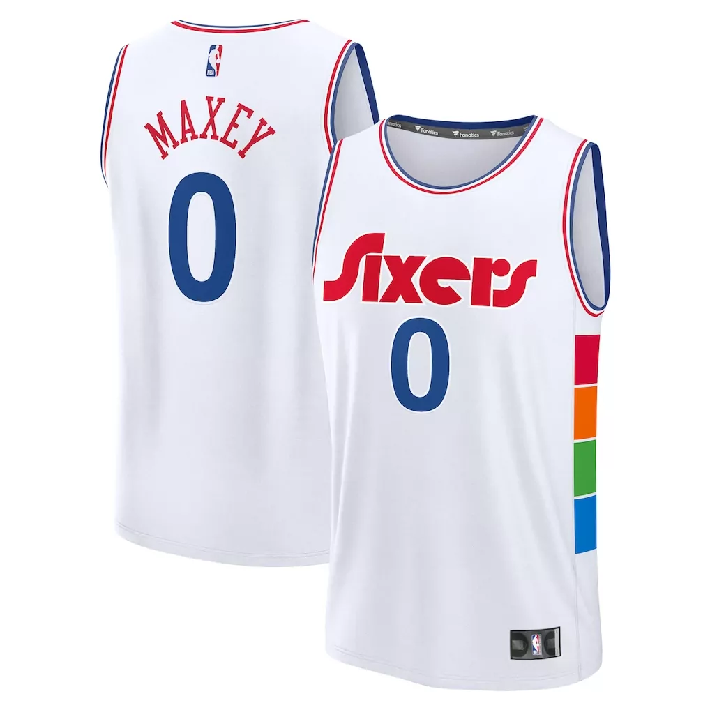 tyrese maxey philadelphia 76ers fanatics fast replica jersey royal icon edition