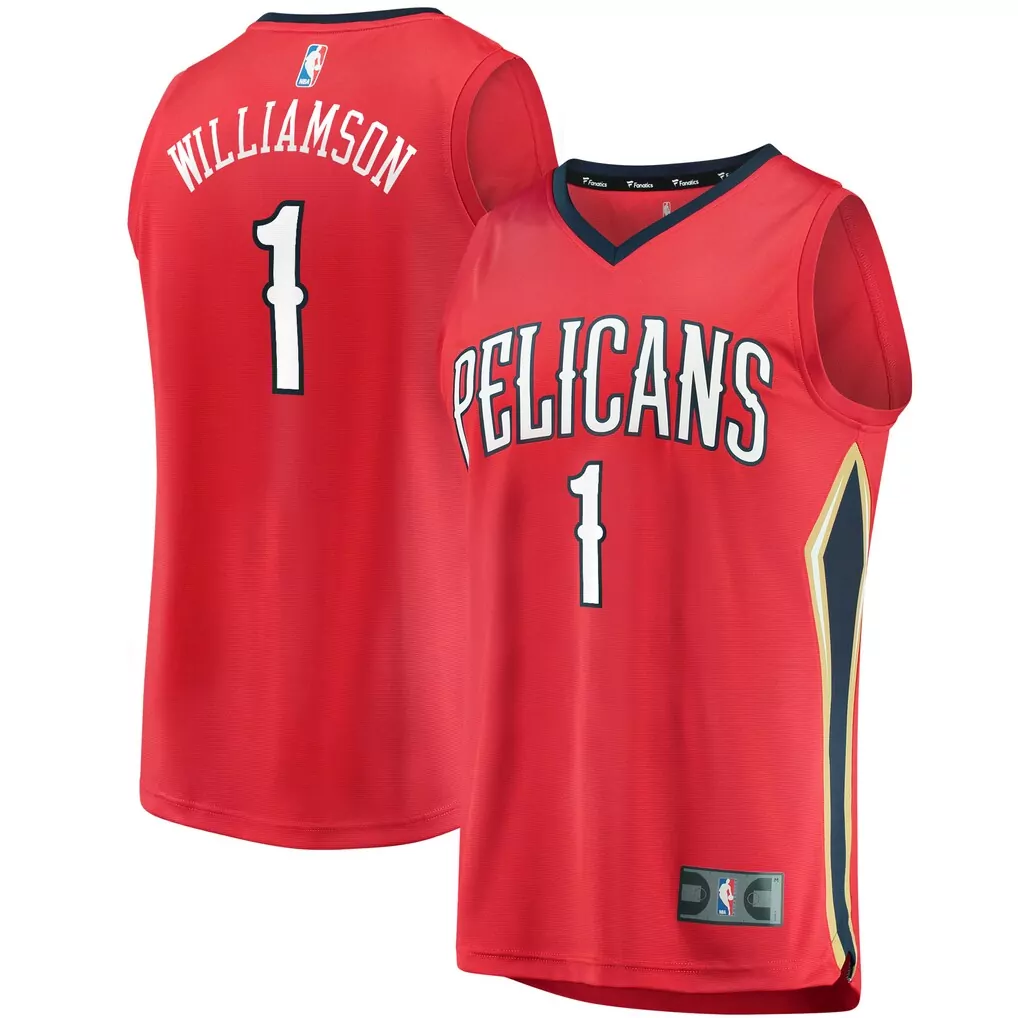 zion williamson new orleans pelicans fanatics replica fast break jersey navy icon edition