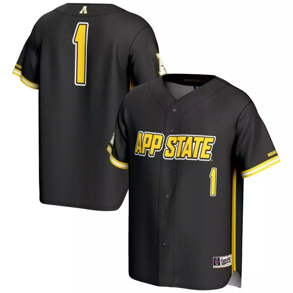 1 appalachian state mountaineers gameday greats lightweight baseball fashion jersey black