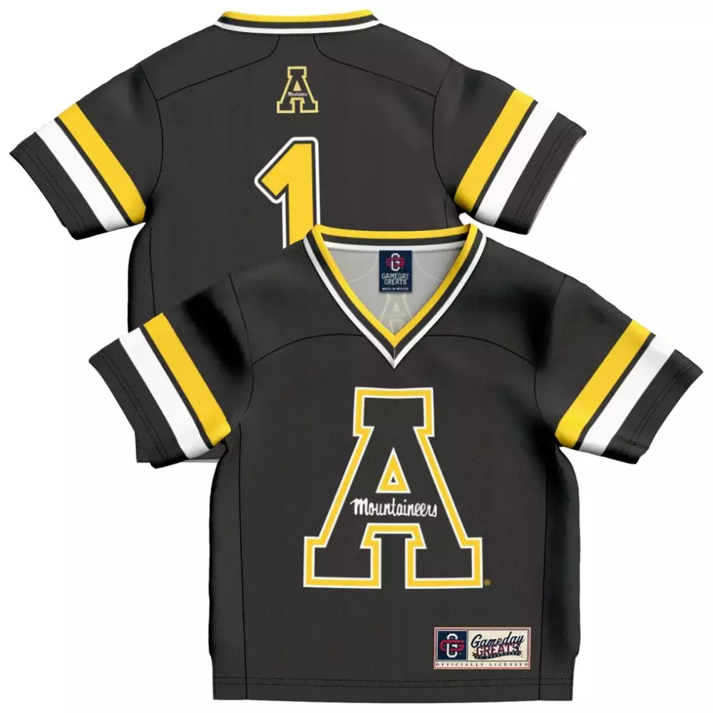 1 appalachian state mountaineers gameday greats lightweight baseball fashion jersey black