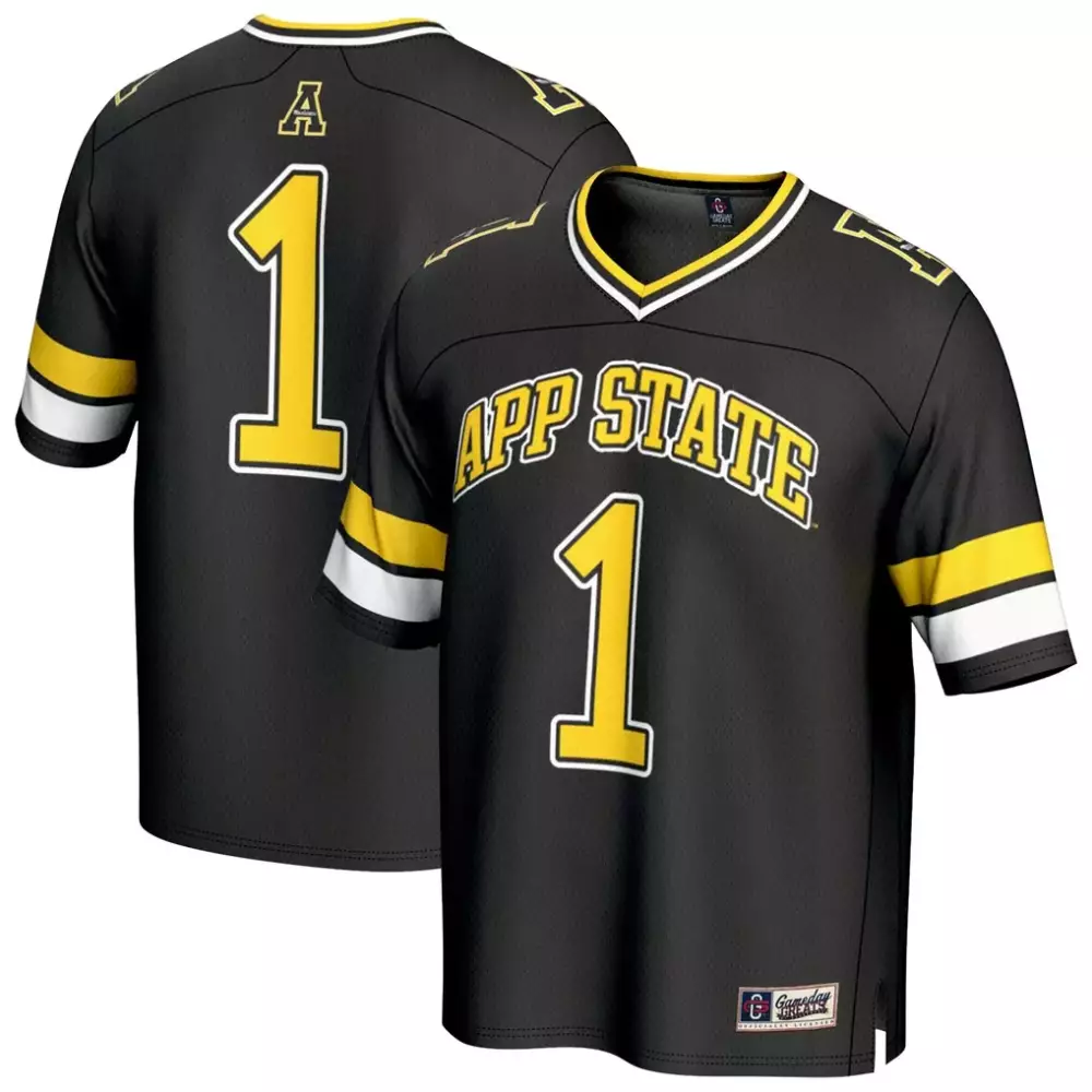 1 appalachian state mountaineers gameday greats unisex lightweight collegiate football fashion jersey black