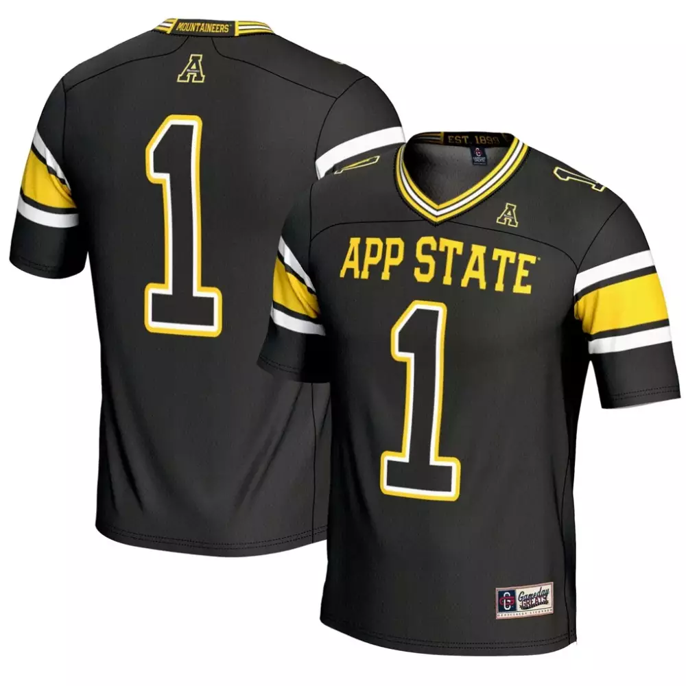 1 appalachian state mountaineers gameday greats unisex lightweight collegiate football fashion jersey black