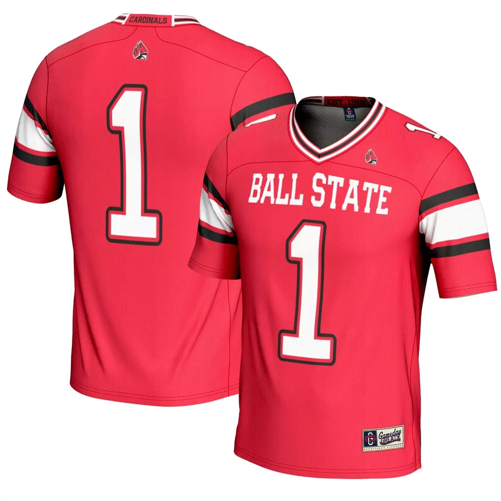 1 ball state cardinals gameday greats unisex lightweight collegiate football fashion jersey cardinal